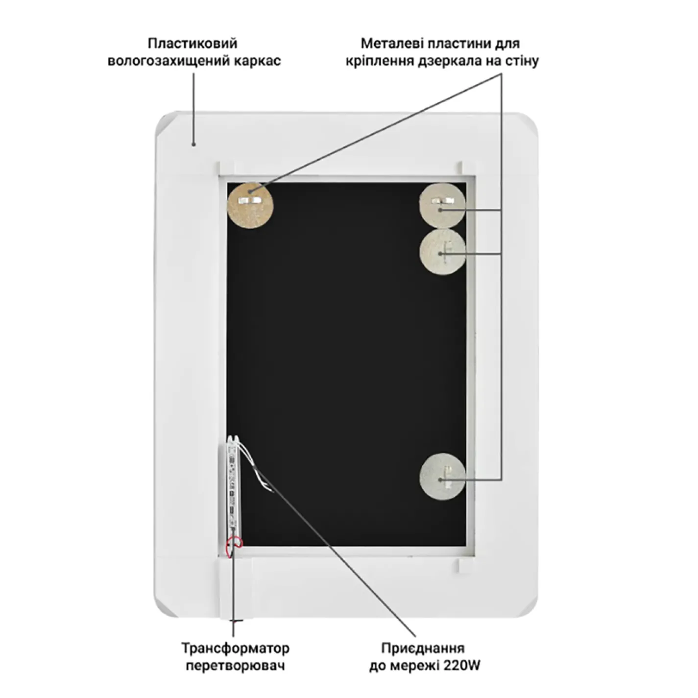 Дзеркало Global Glass MR-4 1000х800, з LED-підсвічуванням - Фото 3